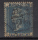 2d Blue Perf, Clear Cancellation Postmark, Great Britian QV Used, 1858> - Used Stamps