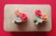 Vintage Kitch Anciennes Boucles D'oreille Clips Fleurs Roses Dans Leur Boîte D'origine H. Dellery Orléans - Ohrringe