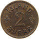 ICELAND 2 AURAR 1942  #s067 0411 - Iceland