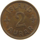 ICELAND 2 AURAR 1942  #c034 0119 - Iceland