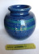 Vase En Céramique émaillée Bleue à Motifs Géométriques Aldo Londi Pour Bitossi Italie Années 60. - Jarrones