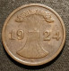 ALLEMAGNE - GERMANY - 2 RENTENPFENNIG 1924 F - KM 31 - 2 Rentenpfennig & 2 Reichspfennig