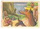 IMAGE CHROMO CHOCOLAT MENIER SERIE 2 N° 155 FABLES JEAN DE LA FONTAINE ANIMAUX LAPIN ET RENARD HUMANISE OISEAUX RABBIT - Menier