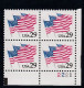 Sc#2531, US Flag, 29-cent 1991 Issue, Plate # Block Of 4 MNH US Postage Stamps - Plattennummern