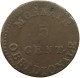 BELGIUM 5 CENTIMES 1814 ANTWERPEN OFF-CENTER #t061 0197 - 1790 Verenigde Belgische Staten