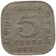 CEYLON 5 CENTS 1912 George V. (1910-1936) #c011 0119 - Sri Lanka