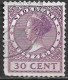 Plaatfout Wit Vlekje Linksmidden Tussen Cirkel En Velrand In 1924-1926 Kon Wilhelmina Veth 30 Ct Violet Z WM NVPH 158 PM - Variétés Et Curiosités