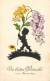 Postcard Flower Boy Die Bester Munsche Zum Namenstage 1940 Silhouette Greetings - Silhouettes
