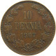 FINLAND 10 PENNIÄ 1907 Nikolaus II. (1894-1917) #c037 0477 - Finland