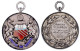 Tragbare Emaillierte Silbermedaille 1929. Wasserpolo Und Schwimmen Der Frauen, Manchester. 32 Mm; 18,84 G. Vorzüglich - Autres & Non Classés