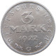 WEIMARER REPUBLIK 3 MARK 1922 G  #a088 0343 - 3 Mark & 3 Reichsmark