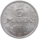 WEIMARER REPUBLIK 3 MARK 1922 J  #a088 0345 - 3 Mark & 3 Reichsmark