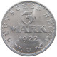 WEIMARER REPUBLIK 3 MARK 1922 J  #a051 0459 - 3 Mark & 3 Reichsmark