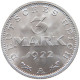 WEIMARER REPUBLIK 3 MARK 1922 A  #s019 0119 - 3 Mark & 3 Reichsmark