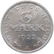 WEIMARER REPUBLIK 3 MARK 1922 A  #s019 0113 - 3 Mark & 3 Reichsmark