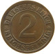 WEIMARER REPUBLIK 2 PFENNIG 1924 J SLIGHTLY OFF-CENTER #a074 0611 - 2 Rentenpfennig & 2 Reichspfennig