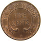 UGANDA 5 CENTS 1966  #a085 0465 - Uganda