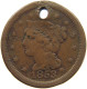 UNITED STATES OF AMERICA CENT 1853 BRAIDED HEAD #c012 0009 - 1840-1857: Braided Hair (Capelli Intrecciati)