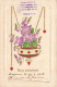 FÊTES ET VOEUX - Bon Souvenir - Fleurs Violettes Dans Un Vase - Romain V, 10 - Colorisé - Carte Postale Ancienne - Babies