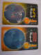 GREAT BRETAGNE/ 5 + 10  POUND/ ON LINE PHONECARDS/ WORLD GLOBE     /  **15732 ** - BT Overseas Issues