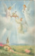 FÊTES ET VOEUX - Joyeuses Pâques - Des Anges Emmenant Un Agneau Vers Le Ciel - Eglise - Carte Postale Ancienne - Easter