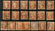 1854-57 1d Red, Die II, Alphabet II, Perf. 14 Large Crown Watermark, A Group Of Plated Examples, With 1, 2, 4 To 19 And  - Other & Unclassified