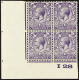 1924 3d Deep Violet, Lower Left Corner 'I28' Control Block Of Four, One Showing Broken '3' At Row 20/2, SG Spec. N38 (4) - Unclassified