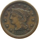 UNITED STATES OF AMERICA LARGE CENT 1853 BRAIDED HAIR #t141 0251 - 1840-1857: Braided Hair (Capelli Intrecciati)