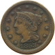 UNITED STATES OF AMERICA LARGE CENT 1853 BRAIDED HAIR #t141 0251 - 1840-1857: Braided Hair