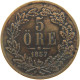 SWEDEN 5 ÖRE 1857 Oscar I. (1844-1859) #c050 0511 - Suède