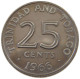 TRINIDAD TOBAGO 25 CENTS 1966  #alb022 0533 - Trinidad Y Tobago