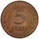 TRINIDAD TOBAGO 5 CENTS 1966  #alb022 0531 - Trinidad Y Tobago