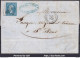 FRANCE N° 22 SUR LETTRE AVEC GC 2986 PORT LA NOUVELLE + VARIÉTÉ PLI ACCORDÉON - 1862 Napoleon III