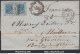 ITALIE N°23x2 SUR LETTRE GC ITALIEN 180 TURIN + CAD AMB MARSEILLE G 11/12/1874 - Oblitérés