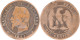 FRANCE - 3 Monnaies 1854 Lyon, 1861 Paris Et Bordeaux - 10 Centimes - Napoléon III - 16-078 - 10 Centimes