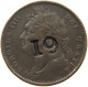 GREAT BRITAIN FARTHING 1821 GEORGE IV. (1820-1830) COUNTERMARKED 19 #c081 0071 - B. 1 Farthing