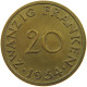 SAARLAND 20 FRANKEN 1954  #a056 0581 - 20 Franken