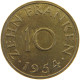 SAARLAND 10 FRANKEN 1954  #a074 0323 - 10 Franken