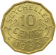 SEYCHELLES 10 CENTS 1953 Elizabeth II. (1952-2022) #s041 0113 - Seychellen