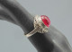 Delcampe - -BELLE ANCIENNE BAGUE ARGENT 925° MARCASSITES & Pierre/Cristal  Rouge BIJOU   E - Ringe