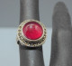 Delcampe - -BELLE ANCIENNE BAGUE ARGENT 925° MARCASSITES & Pierre/Cristal  Rouge BIJOU   E - Anillos