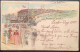 US1900 1c Postal Stationery Card "GREETINGS ATLANTIC CITY N.J”>Napoli (lighthouse Beach Umbrella Fashion Chromo Litho - ...-1900