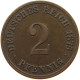 KAISERREICH 2 PFENNIG 1875 C  #a095 0621 - 2 Pfennig