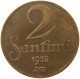 LATVIA 2 SANTIMI 1932  #s052 0031 - Letonia