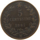 ITALY 5 CENTESIMI 1861 M Vittorio Emanuele II. 1861 - 1878 #c003 0417 - Sonstige & Ohne Zuordnung