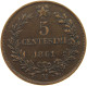 ITALY 5 CENTESIMI 1861 M Vittorio Emanuele II. 1861 - 1878 #c032 0681 - Sonstige & Ohne Zuordnung