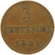 ITALY STATES SARDINIA 3 CENTESIMI  Carlo Alberto 1831-1849. #t016 0275 - Italian Piedmont-Sardinia-Savoie