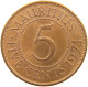 MAURITIUS 5 CENTS 1971 Elizabeth II. (1952-2022) #s023 0227 - Maurice