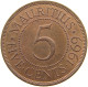 MAURITIUS 5 CENTS 1969 Elizabeth II. (1952-2022) #s062 0063 - Mauritius