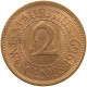 MAURITIUS 2 CENTS 1969 Elizabeth II. (1952-2022) #s023 0291 - Maurice